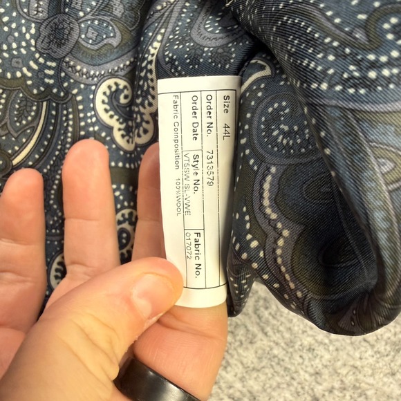 Joseph Abboud Waistcoat Mens 44L Blue Slim Fit Suit Vest Paisley Lined NEW - Picture 6 of 10